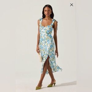 NWOT Astr the Label Floral Tie-Shoulder Midi Dress in XS